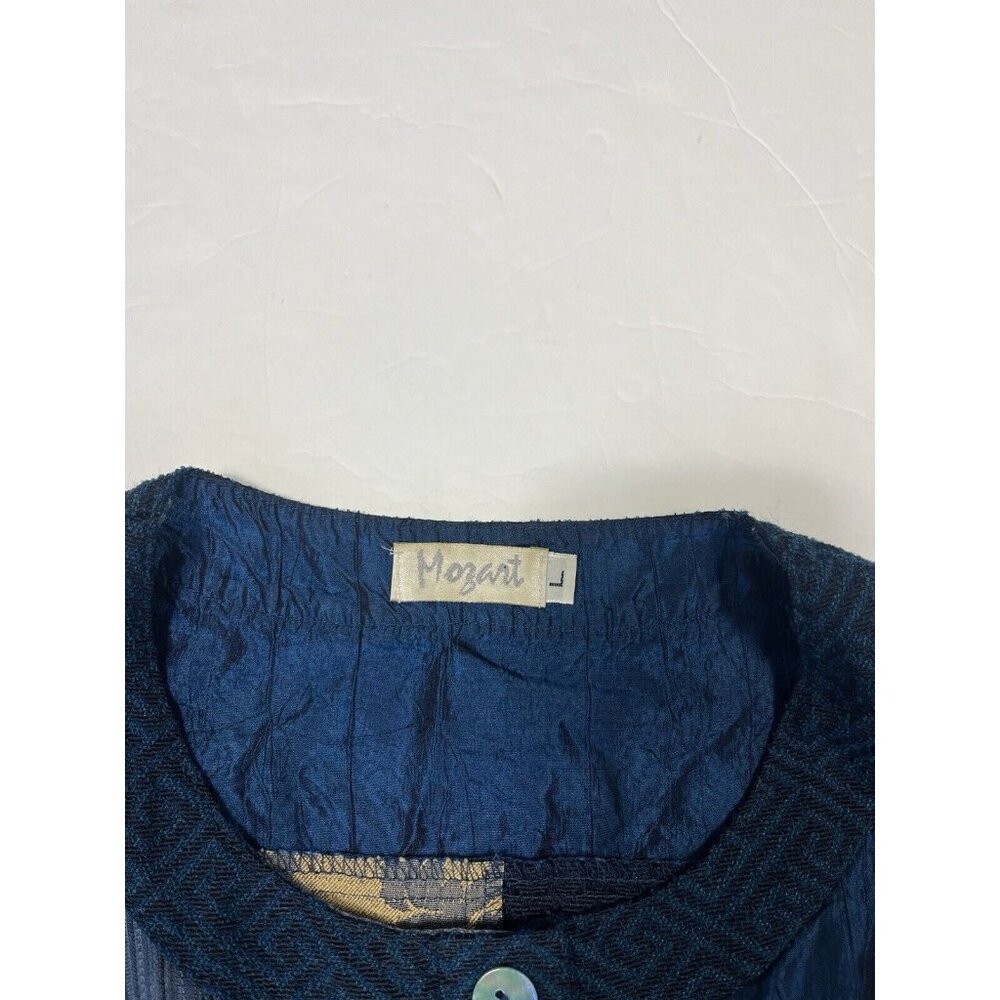 Vintage Mozart Women Button Down Shirt L Mixed Media Abstract Art To Wear USA - Picture 12 of 12